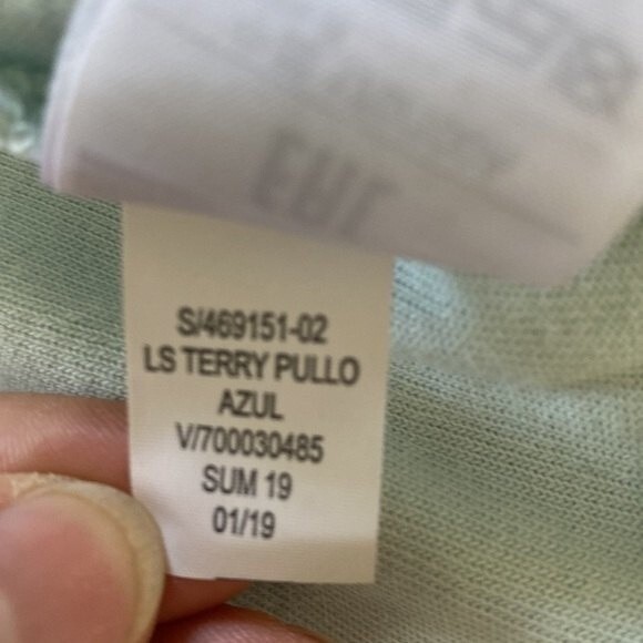 Gap Love by Gap Terry Long Sleeve Cropped Top Mint Green Long Sleeve Crew Neck - Picture 6 of 12